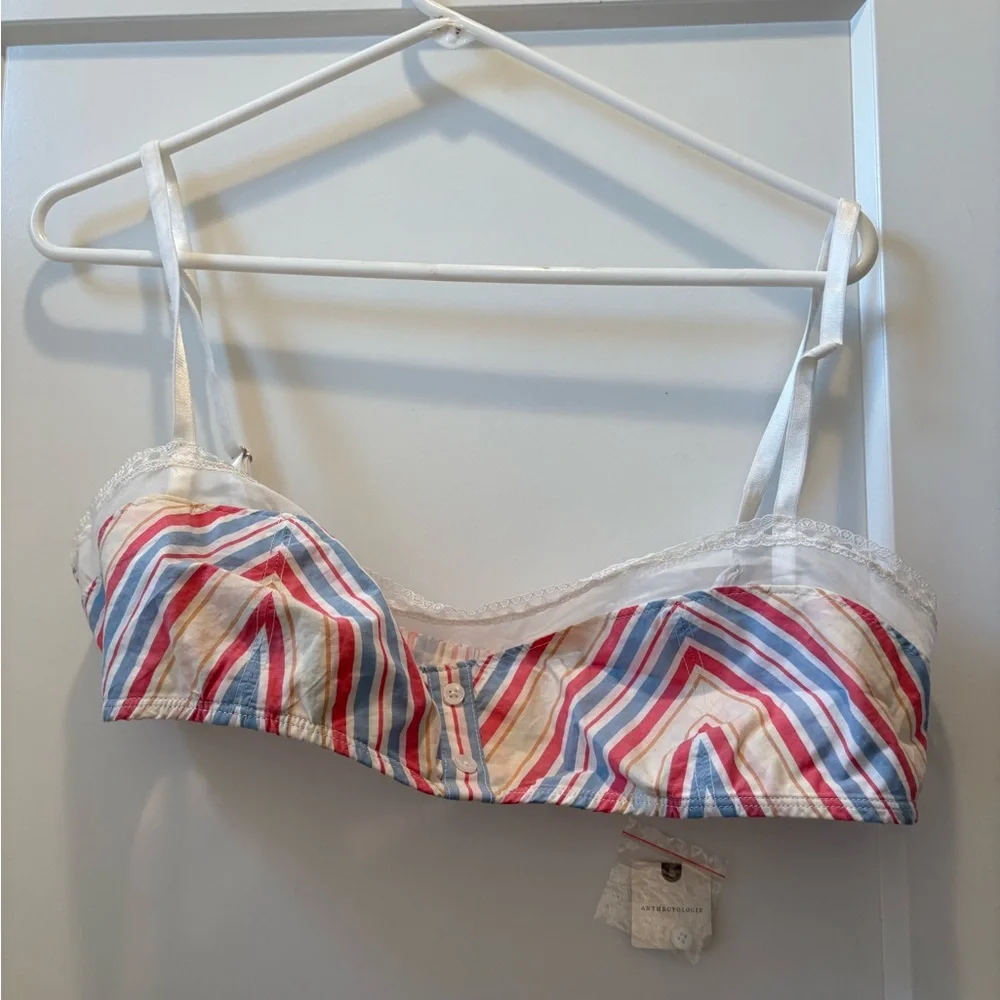BY ANTHROPOLOGIE LACE-TRIM COTTON SHELF BRALETTE‎